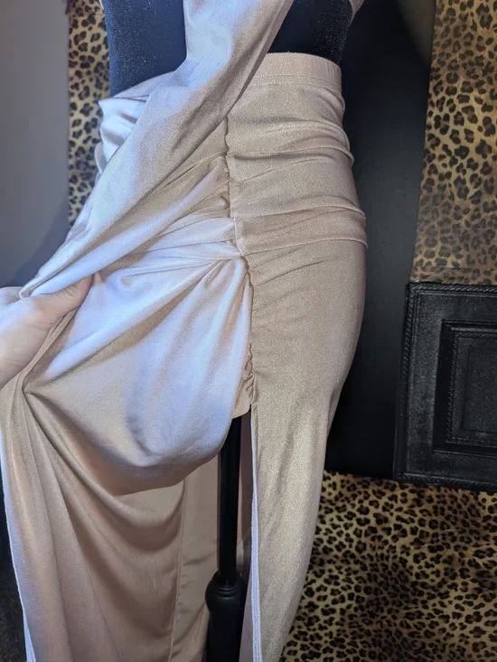 Long Sleeve Crop And Ruched Maxi Skirt in Blush Pink XS New - Picture 3 of 8